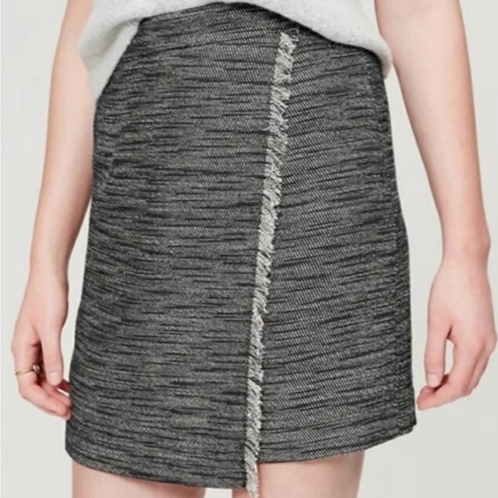LOFT Assymetrical Heather Gray Skirt - Size: 8